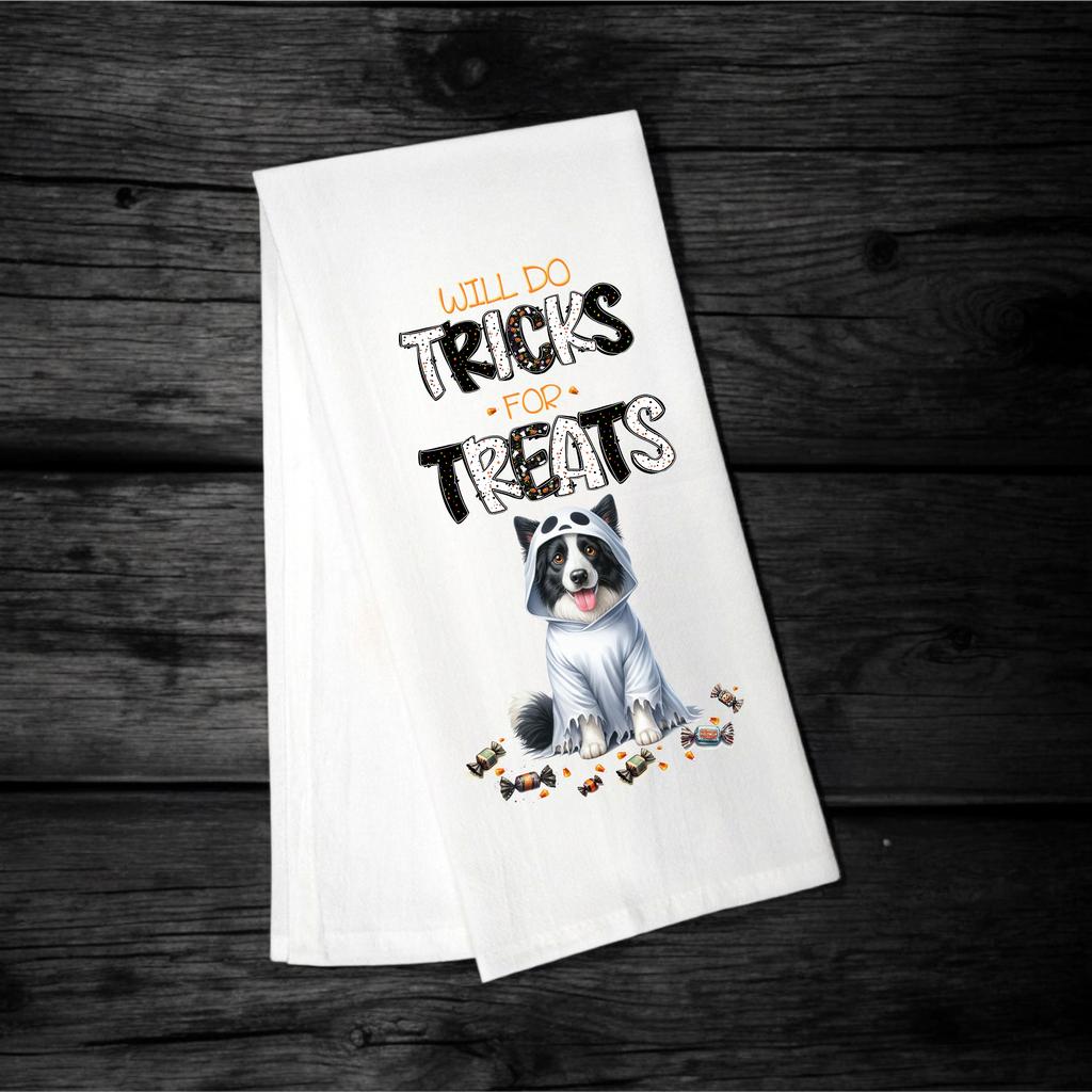 "Will Do Tricks for Treats" Halloween Towel with your Fav Dog Breed