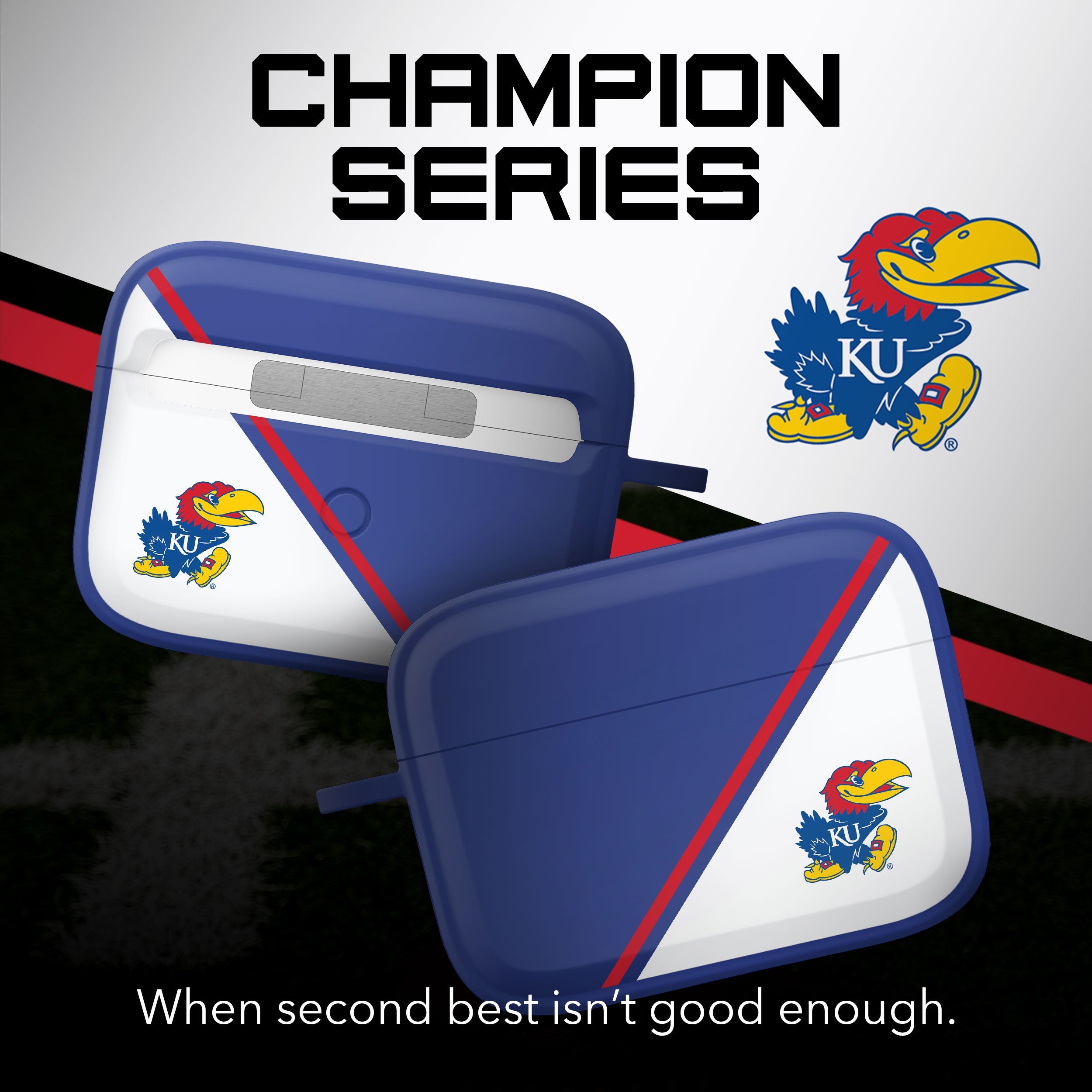 Kansas Jayhawks HDX Champion Series Apple AirPods Pro 1 & 2 Case Cover