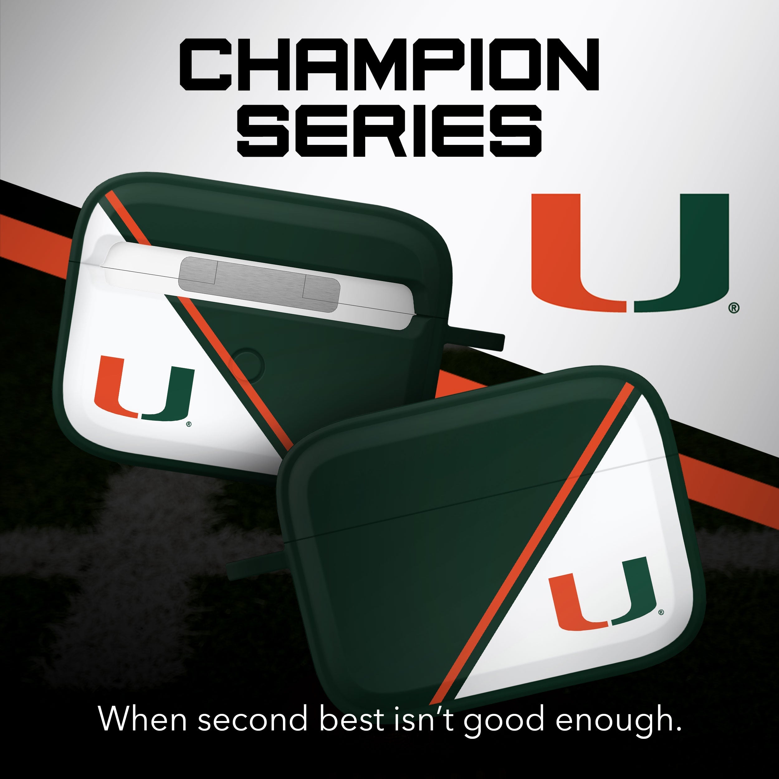 Miami Hurricanes HDX Champion Series Apple AirPods Pro 1 & 2 Case Cover