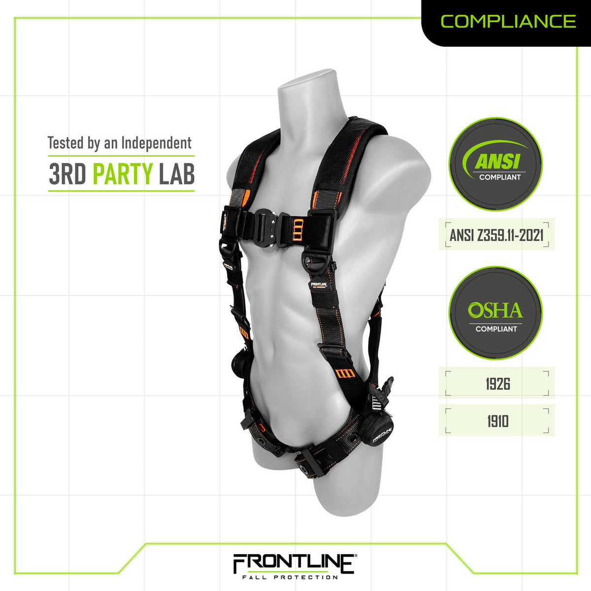 Frontline 110VTB Combat Lite Vest Style Harness with Aluminum Hardware and Suspension Trauma Straps 3X/4X