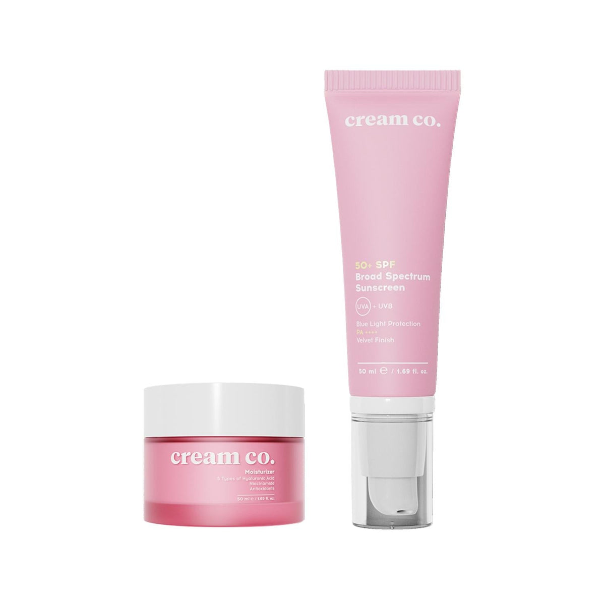 Cream Co. Moisturizing Glowing Finish 50+ SPF Protective Duo - Hydrating Skincare with Sun Protection