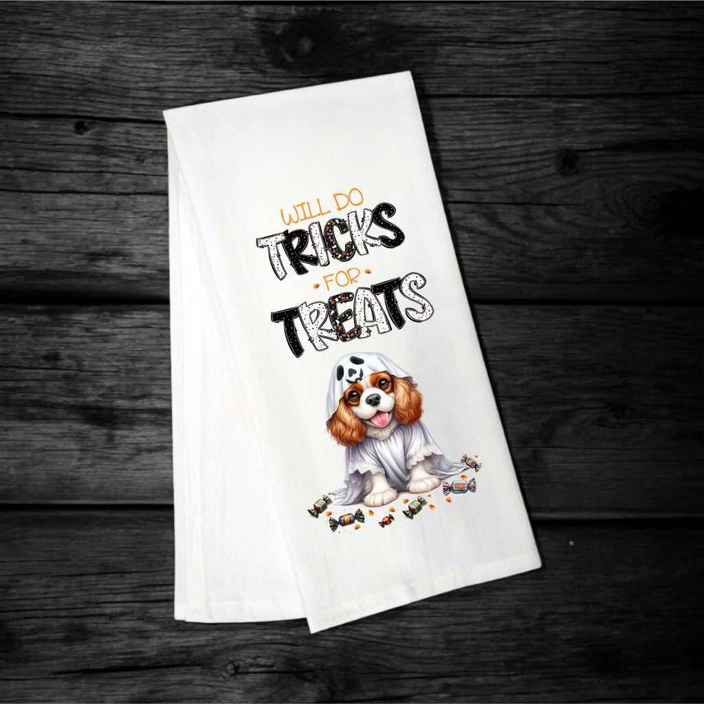 "Will Do Tricks for Treats" Halloween Towel with your Fav Dog Breed
