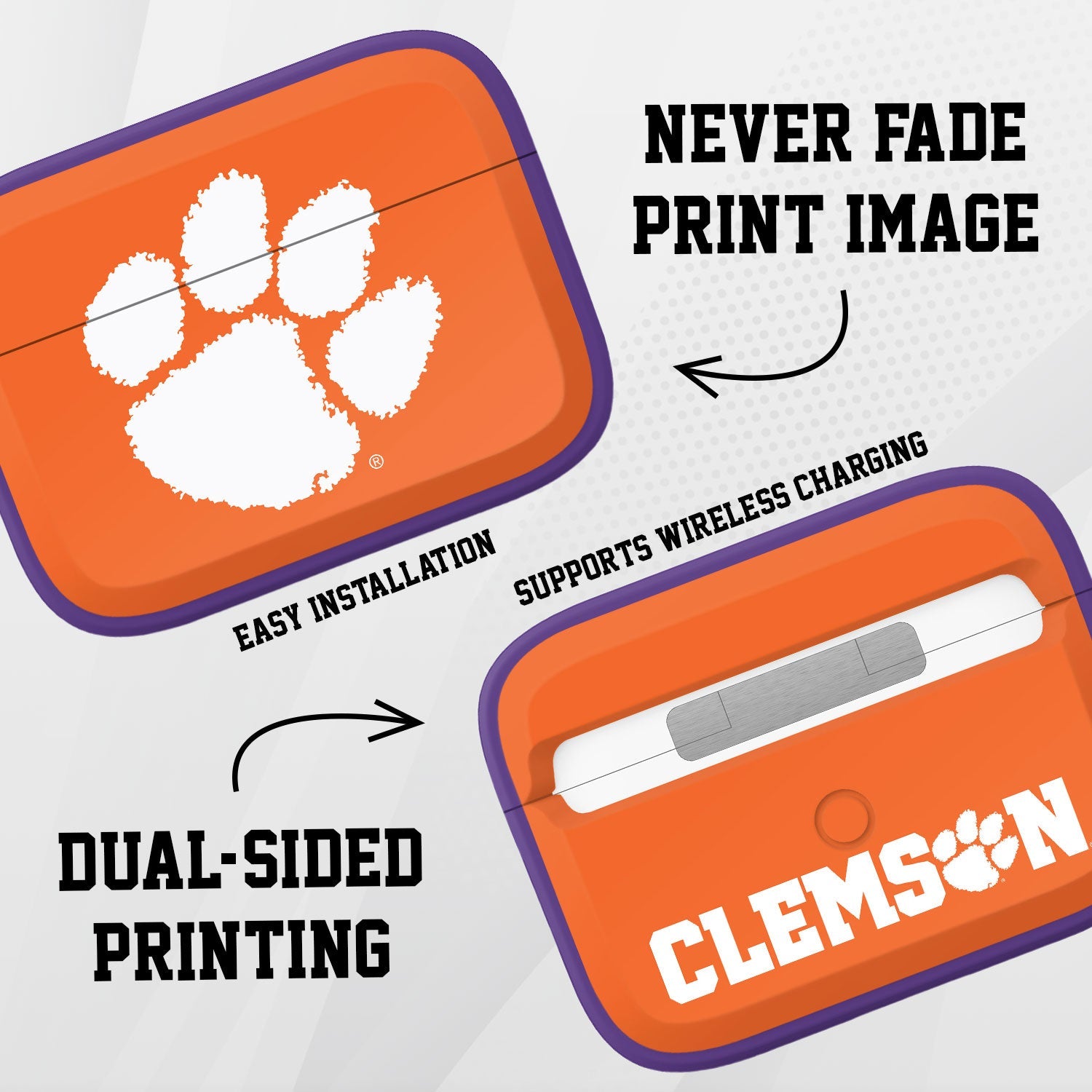 Clemson Tigers HDX Apple AirPods Pro 1 & 2 Case Cover