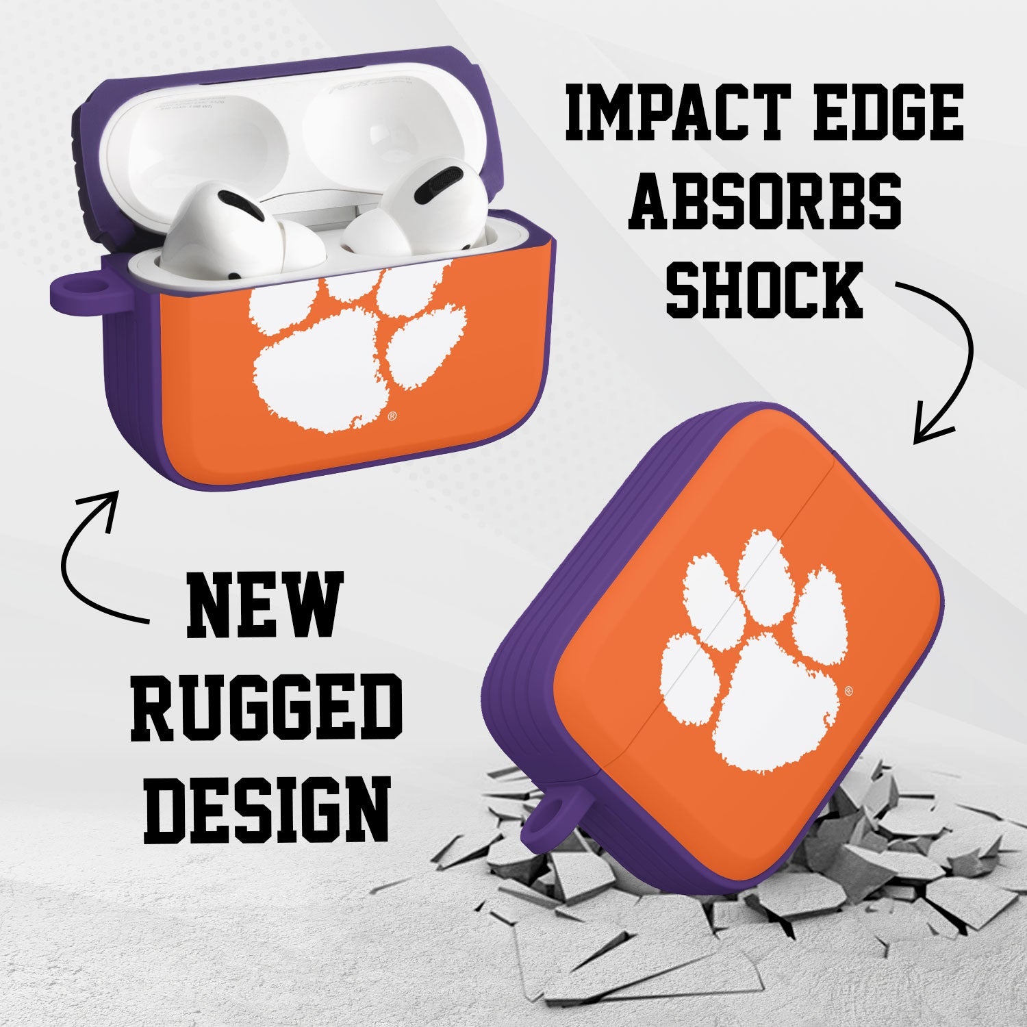Clemson Tigers HDX Apple AirPods Pro 1 & 2 Case Cover