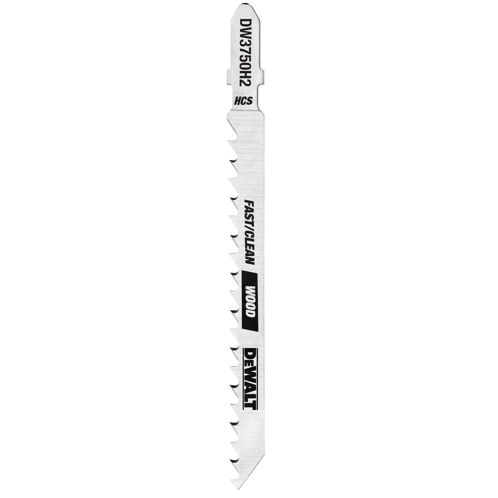 DeWalt DW3753H 4-Inch 6 Tpi Fast Clean Cut Wood High Carbon Steel T-Shank Jig Saw Blade, 5-Pack