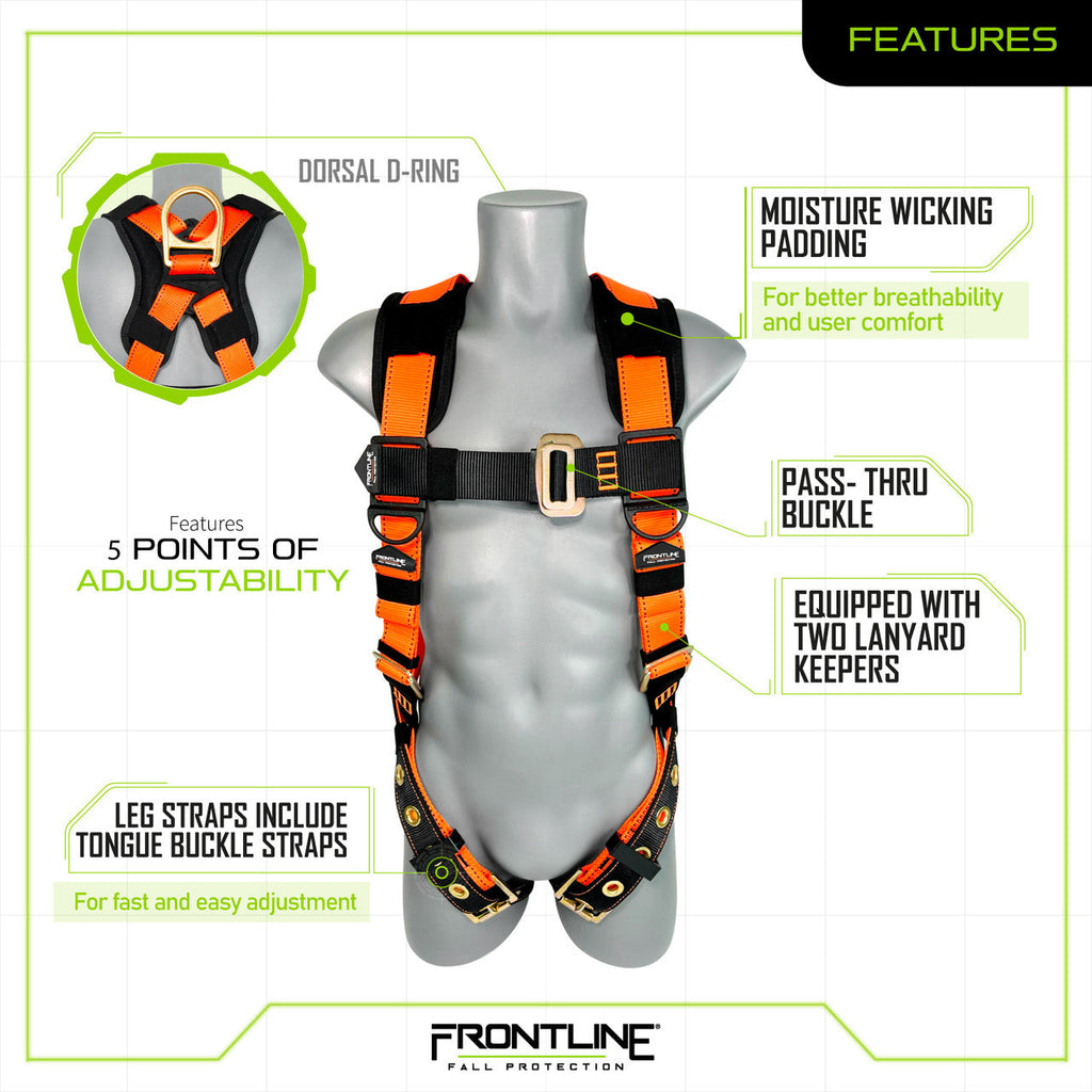 Frontline 50VTB Combat Economy Series Full Body Harness with Tongue Buckle Belt S