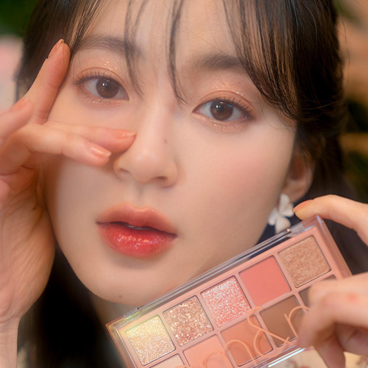 rom&nd Better Than Palette Eyeshadow Palette 08 Peach Dalhia Garden - Versatile Makeup Eyeshadow Palette with 10 Color Combinations