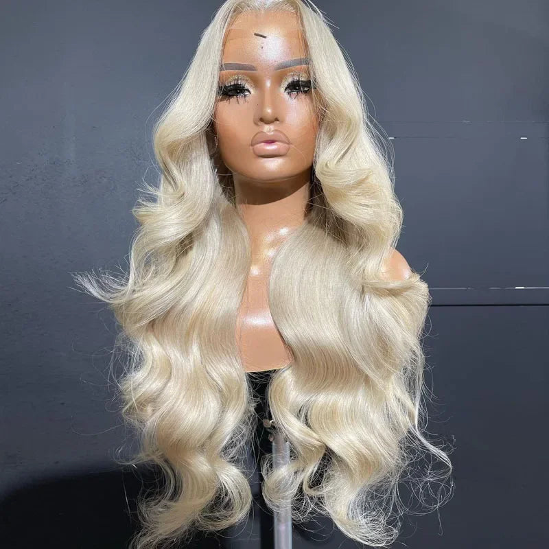 #60 Blonde Color Lace Front Human Hair Wigs Pre Plucked Virgin Raw Hair Glueless Body Wave Closure Lace Wigs for Woman