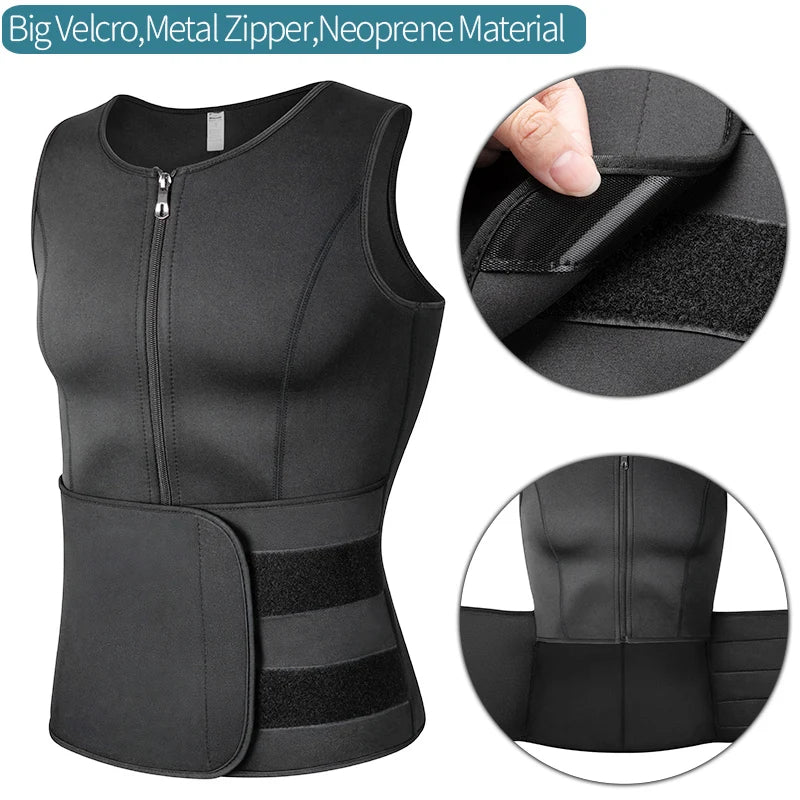 Men Waist Trainer Sauna Vest Fitness Corset Abdomen Slimming Body Shaper Belly Reducing Shapewear Burn Fat Shirt Trimmer Belt