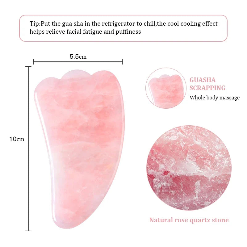 Natural Rose Jade Gua Sha Gouache Scraper Massager for Face Body Facial Skin Lifting Wrinkle Remove Beauty SPA Care Tools