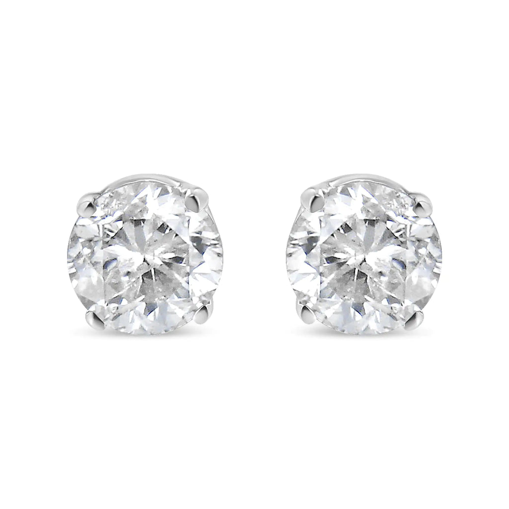 14K White Gold 1/4 Cttw Lab Grown Diamond 4-Prong Classic Solitaire Stud Earrings (G-H Color, VS2-SI1 Clarity)