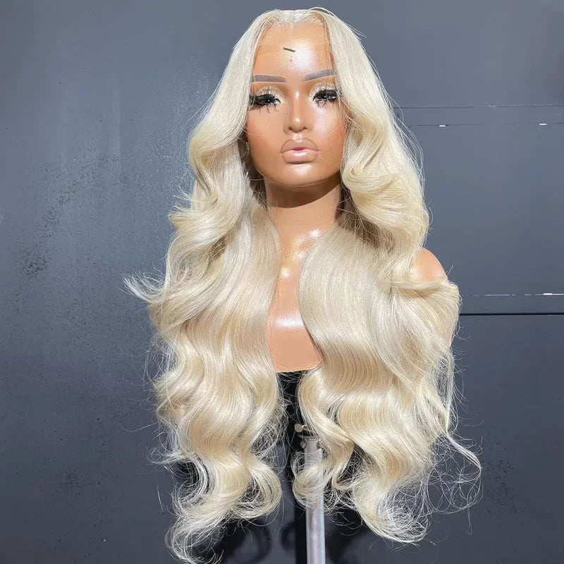 #60 Blonde Color Lace Front Human Hair Wigs Pre Plucked Virgin Raw Hair Glueless Body Wave Closure Lace Wigs for Woman