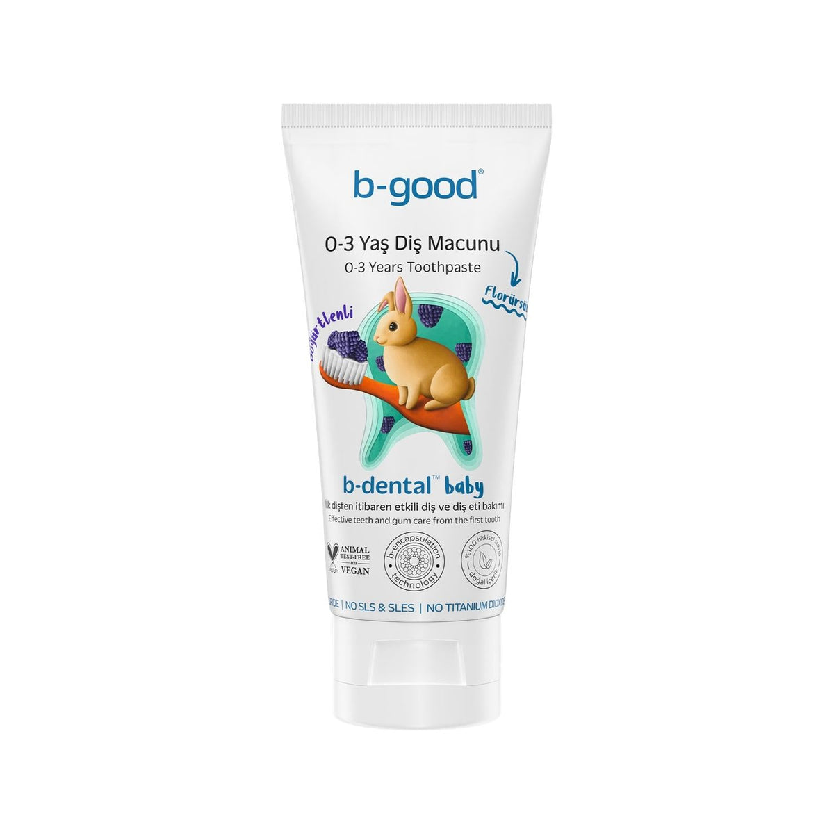 b-good Baby Toothpaste, Fluoride-Free Blackberry Flavor for 0-3 Years Old - Natural Oral Care