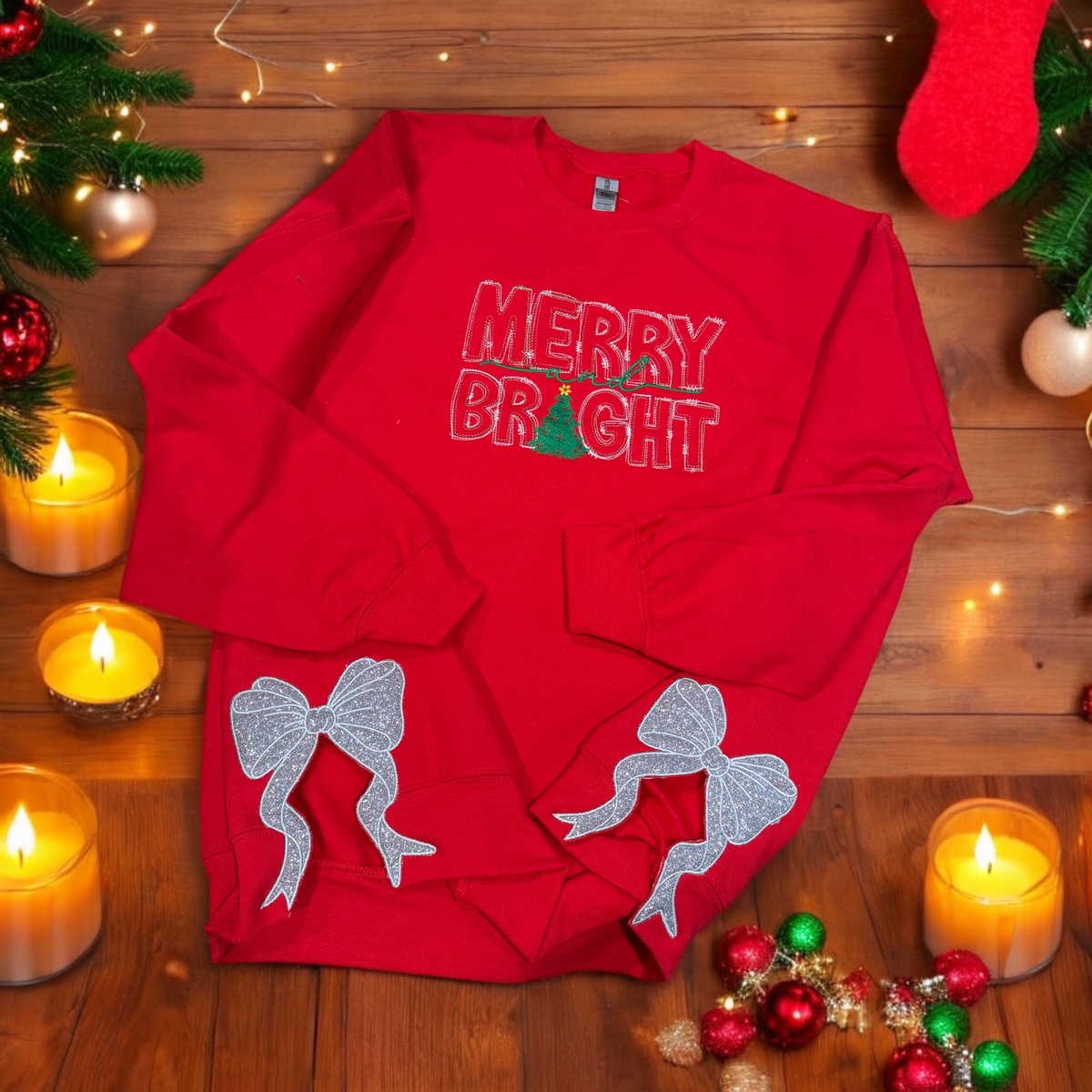 Merry and Bright Side Bow Sweatshirt