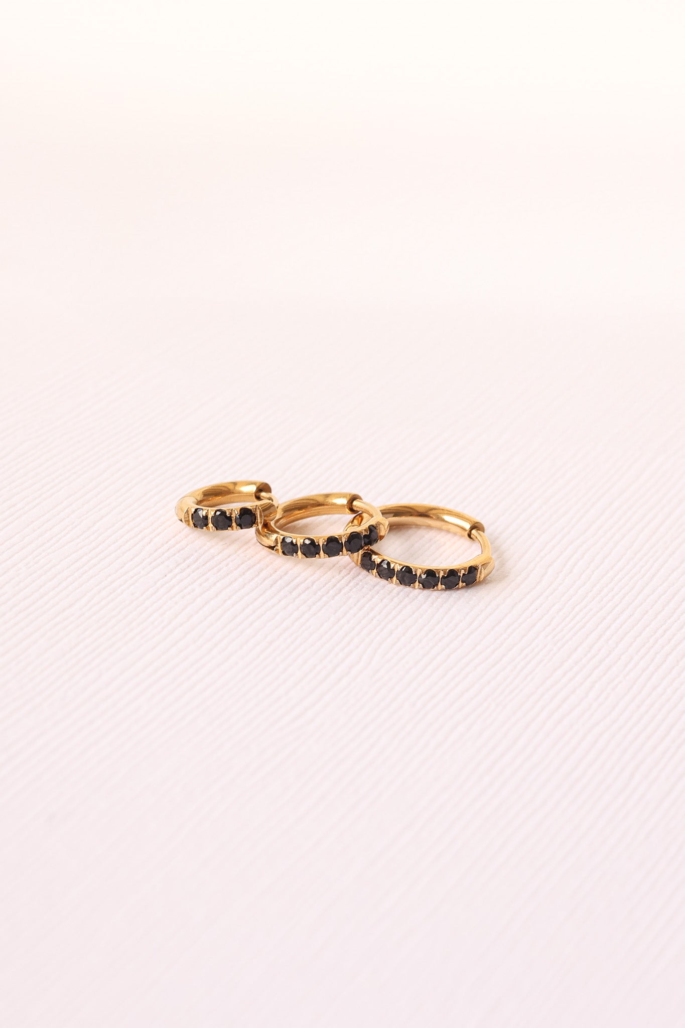 Micro Crystal Hoop in Black