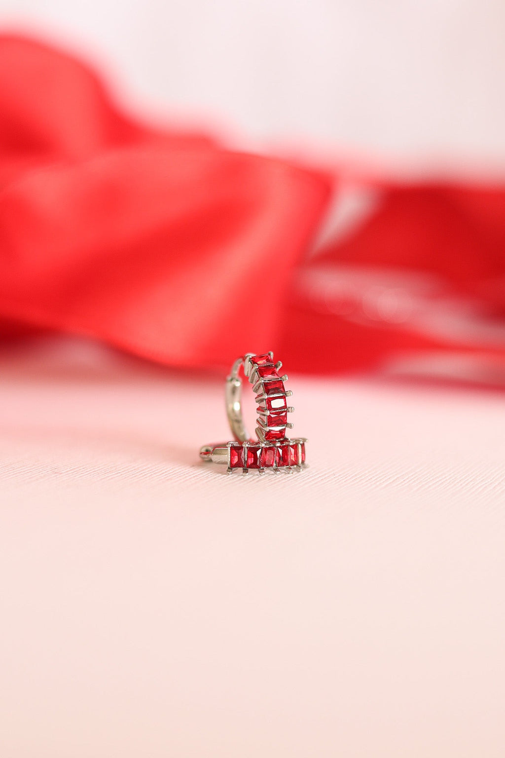 Diamond Hoop in Red