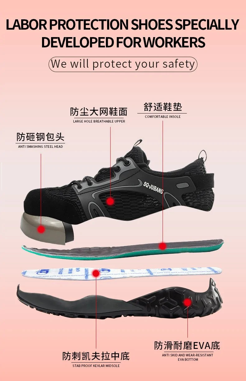 Steel Toe Anti-Collision Breathable Safety Work Boots