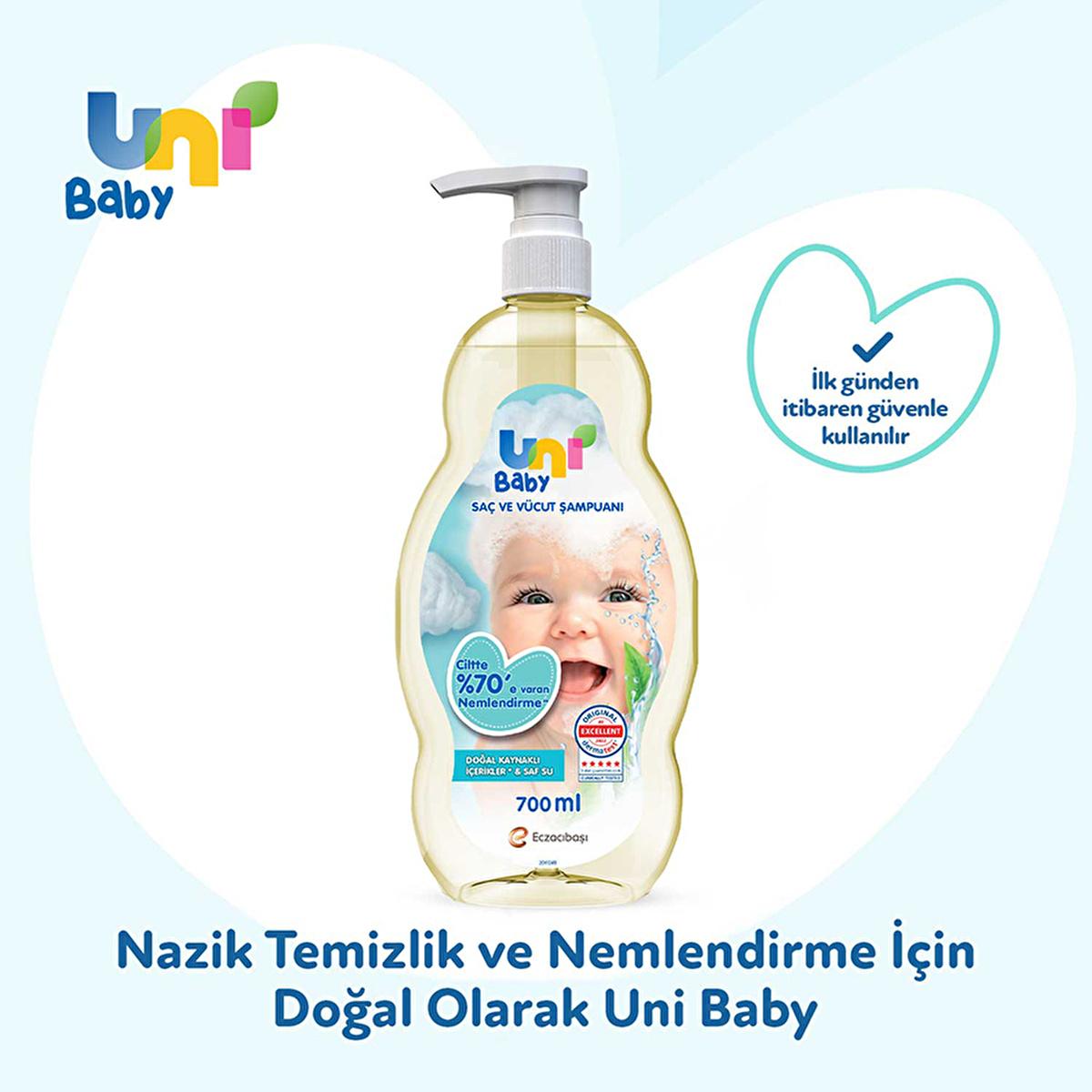 Uni Baby Natural Hypoallergenic Baby Shampoo & Body Wash - Gentle, Moisturizing, Dermatologically Tested - 23.69 fl oz