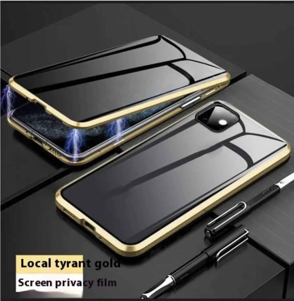 Magnetic Privacy Glass Case for iPhone - Anti-Peep Screen Protector with 9H Hardness