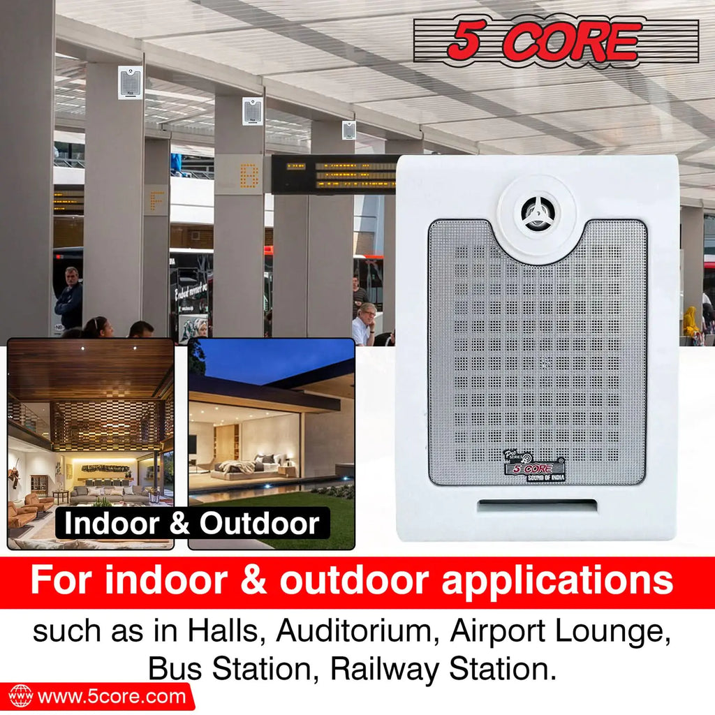 5Core Outdoor Speakers Stereo In Wall 500W Peak Passive Home Audio System