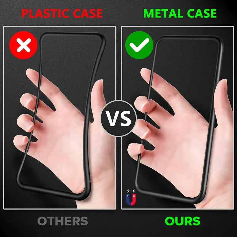 Magnetic Tempered Glass Privacy Metal Case iphone