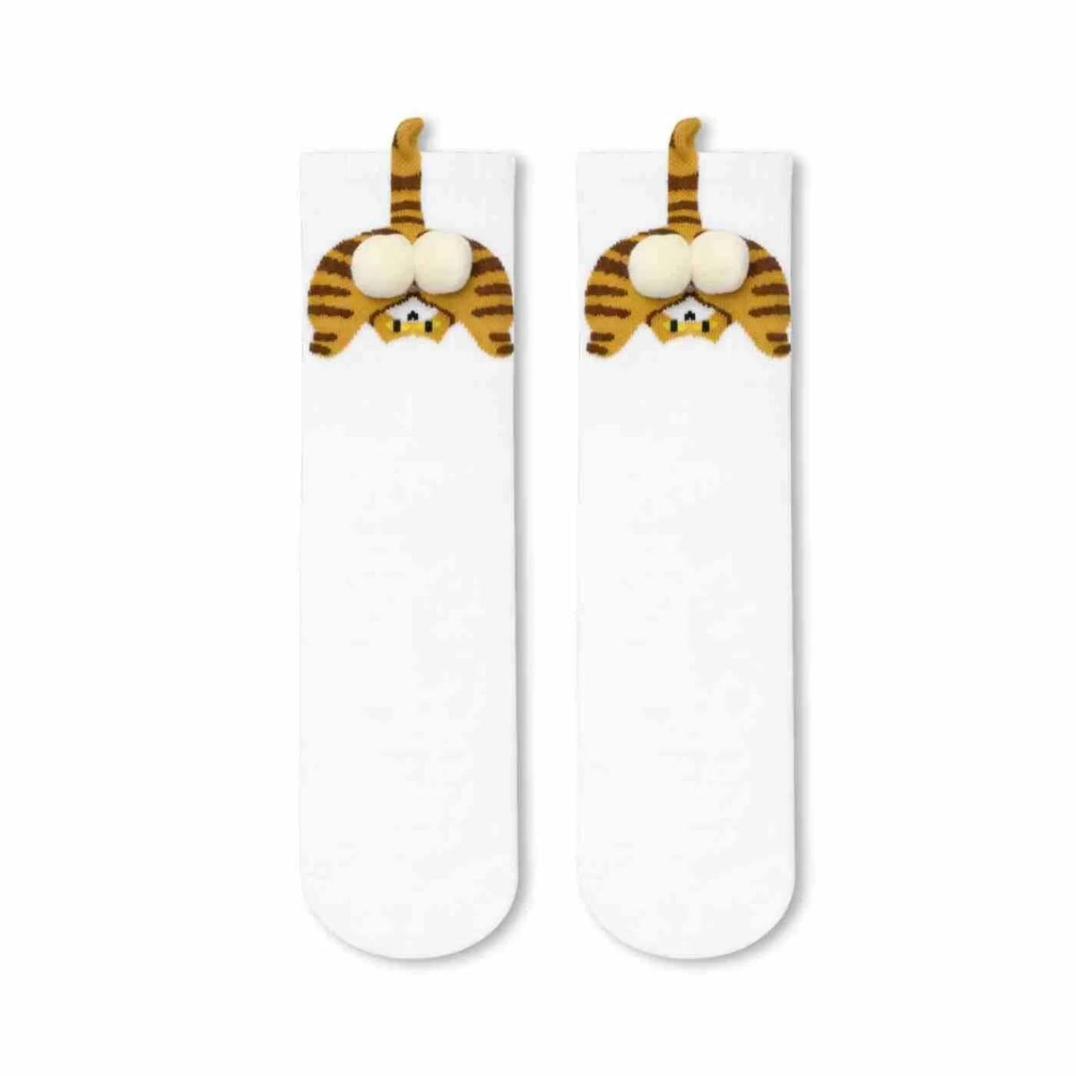Carnaval Socks White Cream Pom-Pom Cat Socks 1 Pair