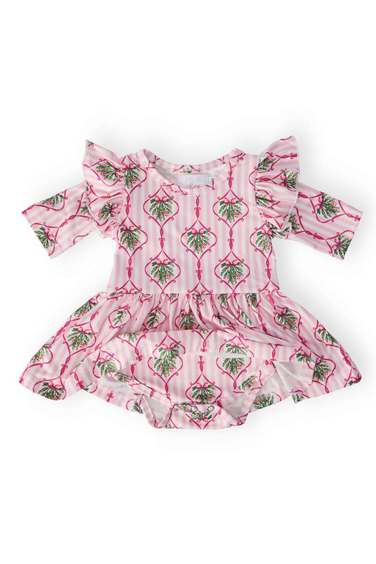 Merry Mistletoe 3/4 Sleeve Twirl Flutter Bodysuit