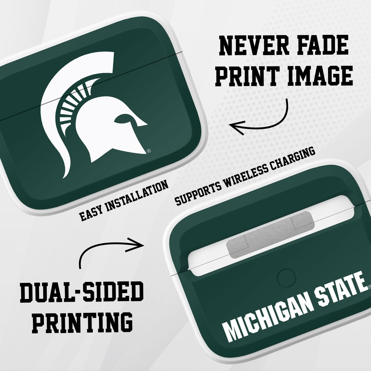 Michigan State MSU Spartans HDX Apple Airpods Pro 1 & 2 Case Cover