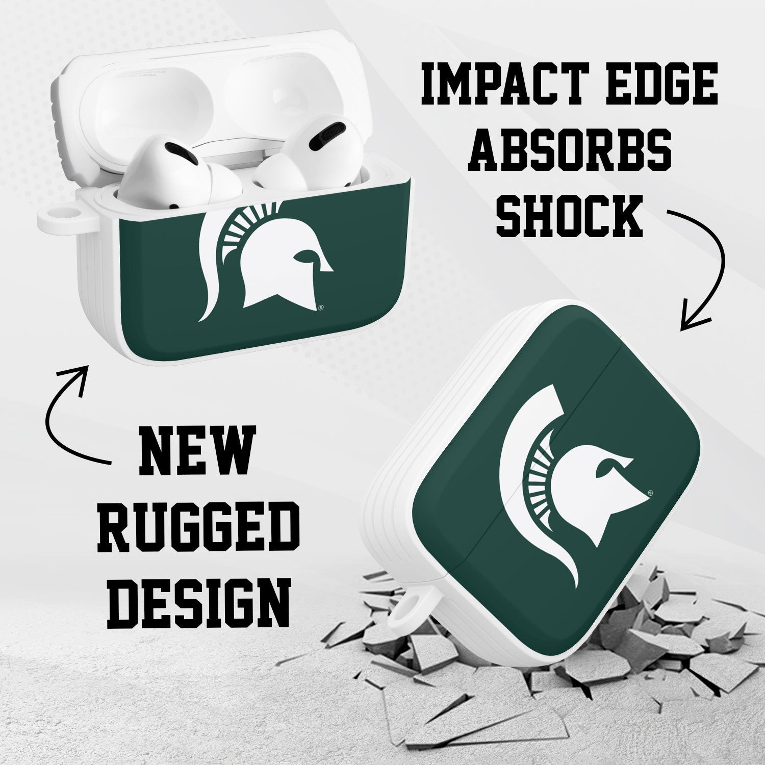 Michigan State MSU Spartans HDX Apple Airpods Pro 1 & 2 Case Cover
