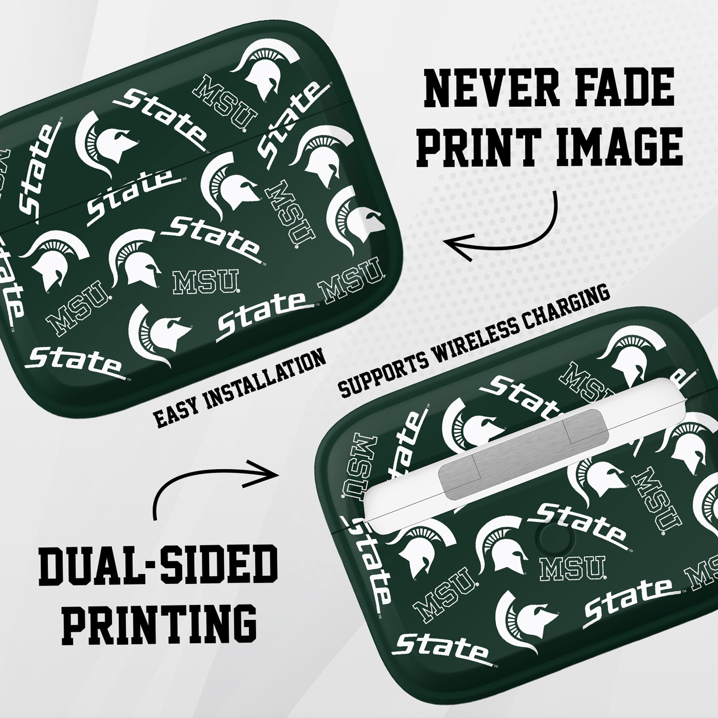 Michigan State MSU Spartans HDX Apple Airpods Pro 1 & 2 Case Cover