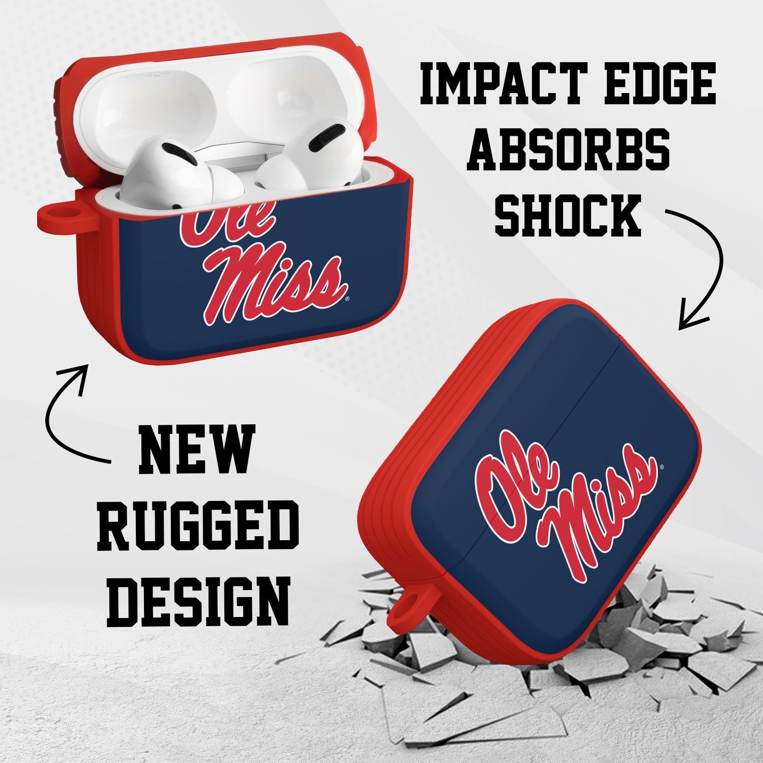 Mississippi Ole Miss Rebels HDX AirPods Pro 1 & 2 Case Cover
