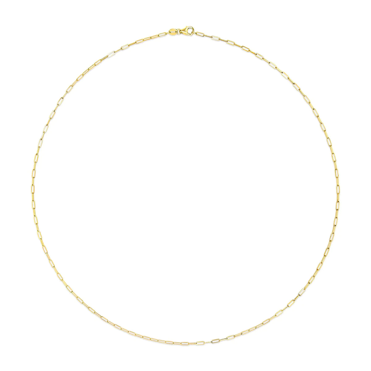 Unisex Solid 14K Gold 1.5mm Paperclip Chain Necklace - Choice of Length and Metal Color