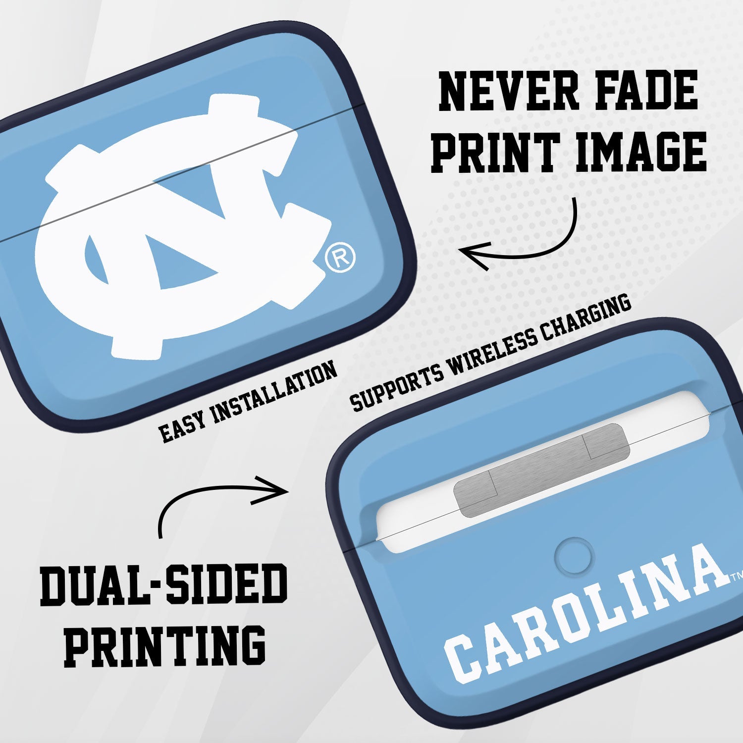 North Carolina Tar Heels HDX Apple AirPods Pro 1 & 2 Case Cover (Classic)