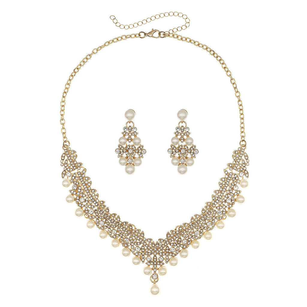 European and American Bride Jewelry Three-piece Suit High-class Dance Wedding Jewelry Alloy Diamond Crown Necklace Earrings suit