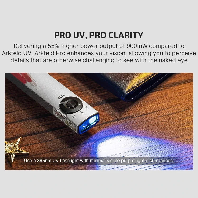 OLIGHT ARKFELDPRO3RSTARS Arkfeld Pro Flat EDC Flashlight with LED Light UV and Laser - Stars & Stripes Edition