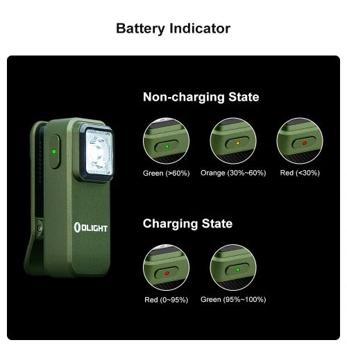 OLIGHT OCLIPODG Oclip Clip Light with White and Red Light - OD Green