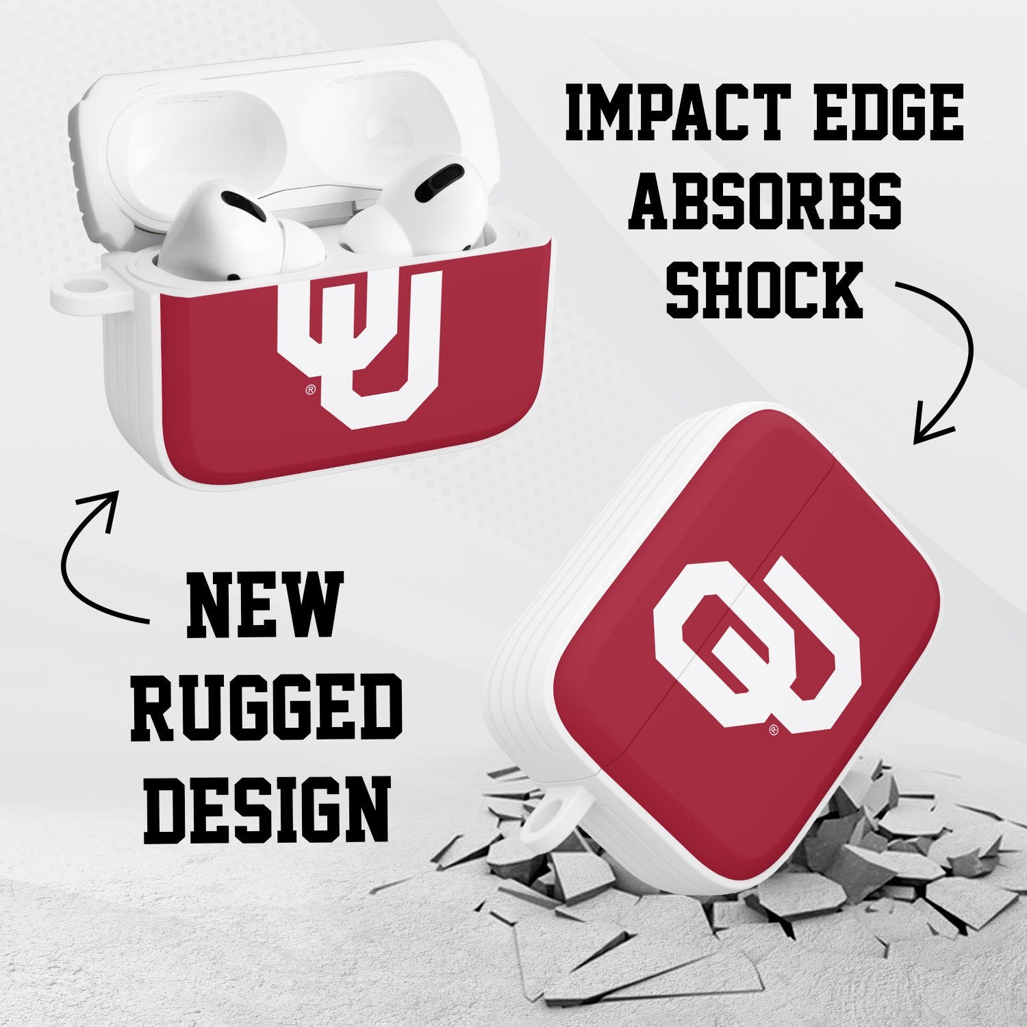 Oklahoma Sooners HDX Apple Airpods Pro 1 & 2 Case Cover