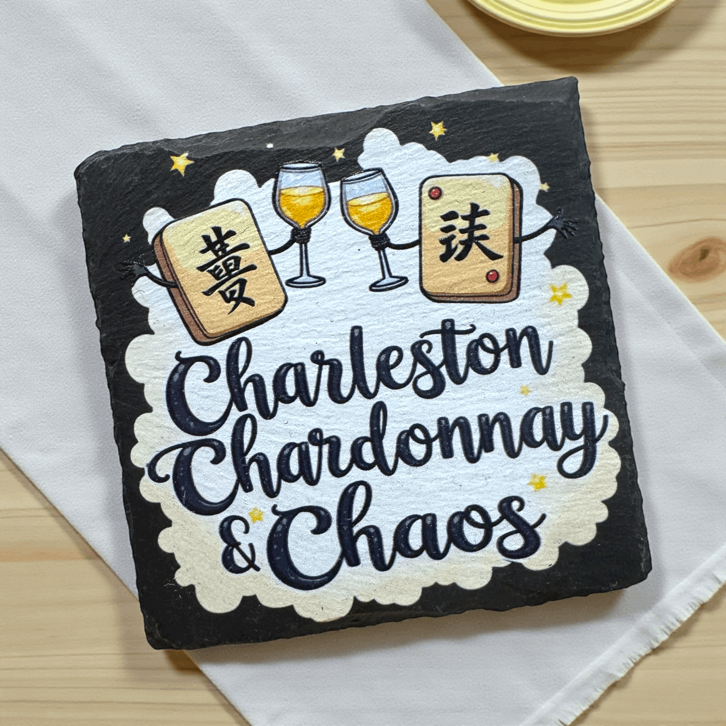 Charleston Chardonnay & Chaos Slate Coaster
