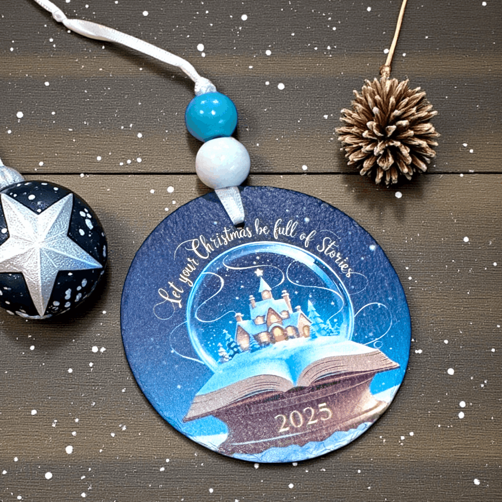 Let Your Christmas Be Full of Stories - Slate UV Printed Ornament