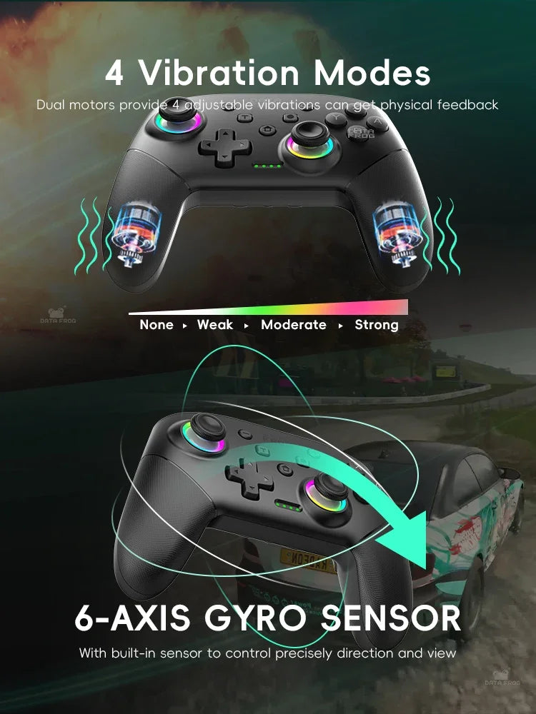 Wireless Game Controller for Switch 2 / Switch OLED / Lite Console Pro Joystick Gamepad with Turbo & 1000mAh Battery