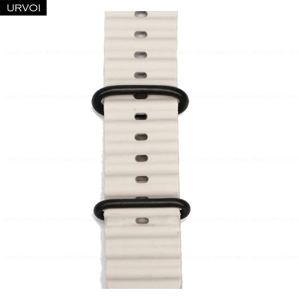 URVOI Ocean Band for Apple Watch Ultra 4 3 2 Strap Series 12 11 10 SE Sport Band for iWatch Silicone Wristband Black Buckle 49mm