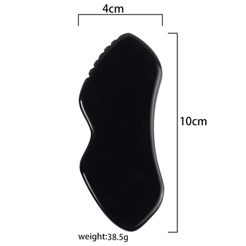 Wholesale Various Shape Black Obsidian Face Gua Sha Tool Sawtooth SPA Massager Acupuncture Facial Beauty Product For Health Care