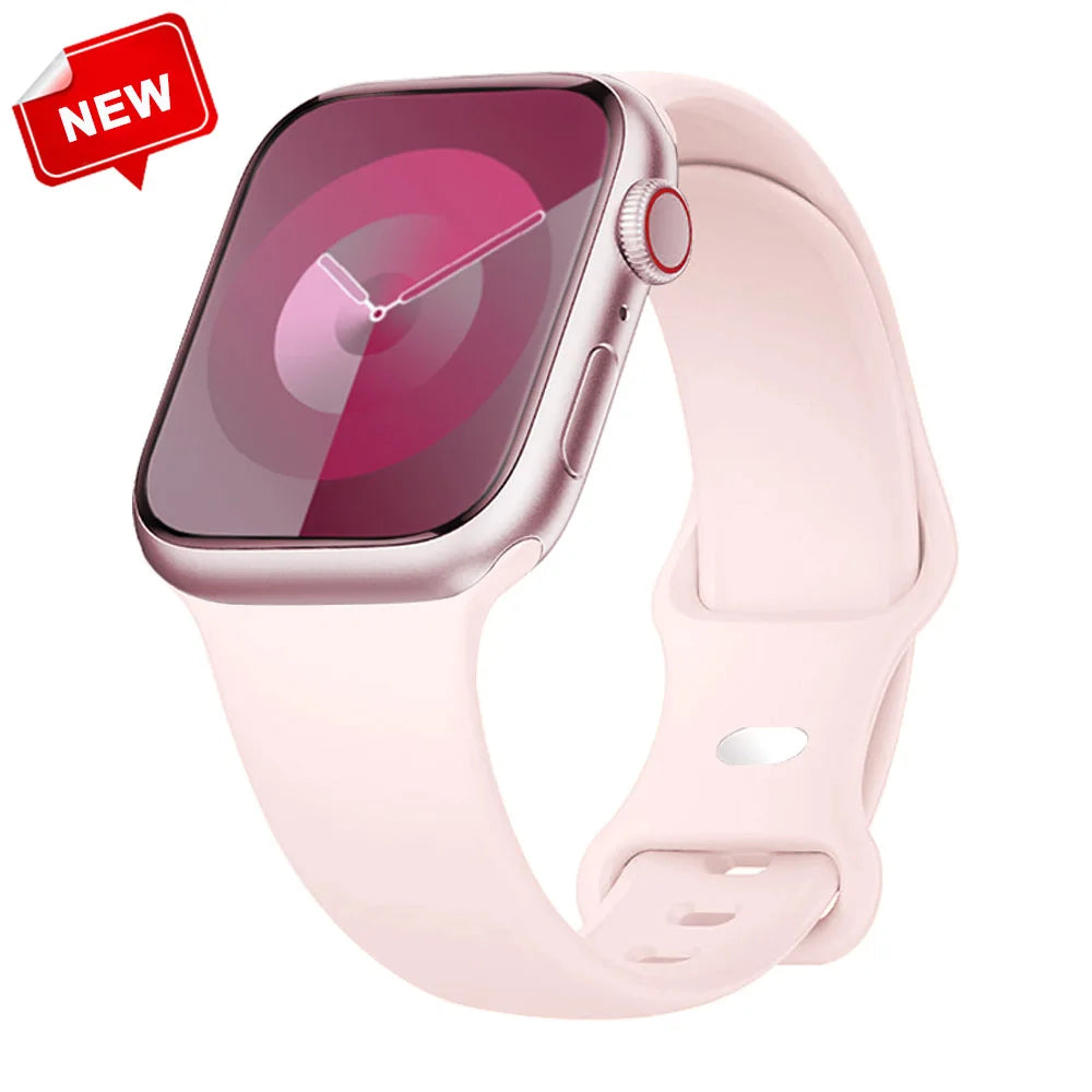 Silicone Strap For Apple Watch Bands 40mm 44mm 46mm 45mm 41mm 49mm 42 Correa Bracelet iWatch series ultra3 2 7 8 9 se 10 11 band
