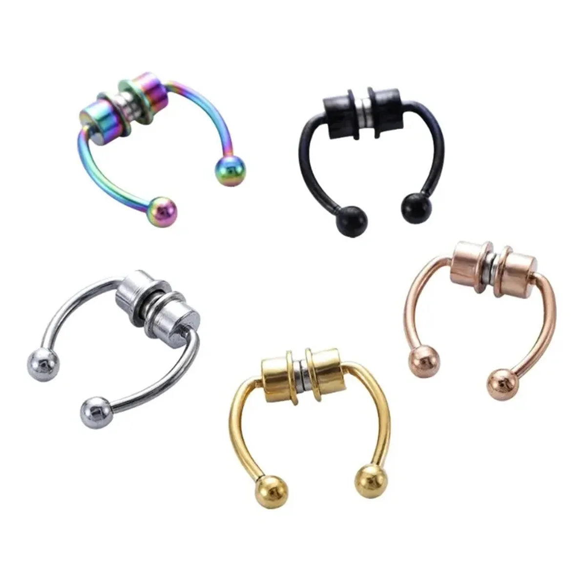 1/2/3/4/5Pcs Fake Magnetic Stainless Steel Nose Rings,Non Piercing Septum Rings Magnetic Nose Ring Clip On Nose Rings Jewelry