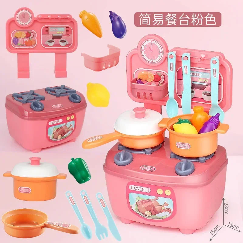 Kitchen Toys Imitated Chef Light Music Pretend Cooking Food Play Dinnerware Set Safe Cute Children Girl Toy Gift Fun Game Gifts