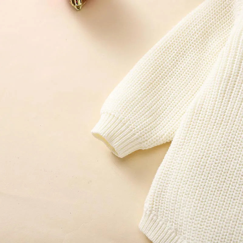 0-18M Newborn Baby Girl Boy Christmas Sweater Romper Letter Embroidery Long Sleeve Crew Neck Knit Bubble Jumpsuit
