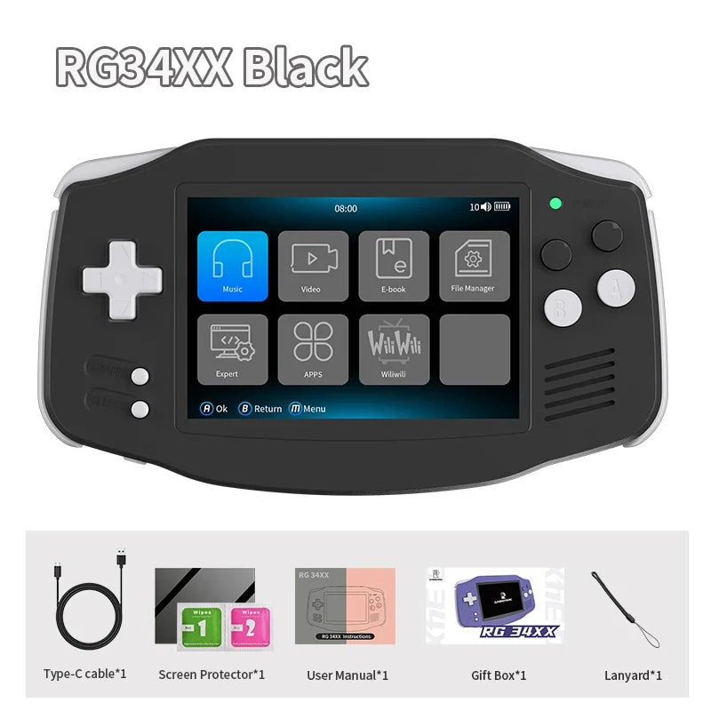 ANBERNIC RG34XX Retro Handheld Game Console 3.4" IPS Screen Linux 64-bit Video Gaming Player Support WiFi Bluetooth HD TV Output