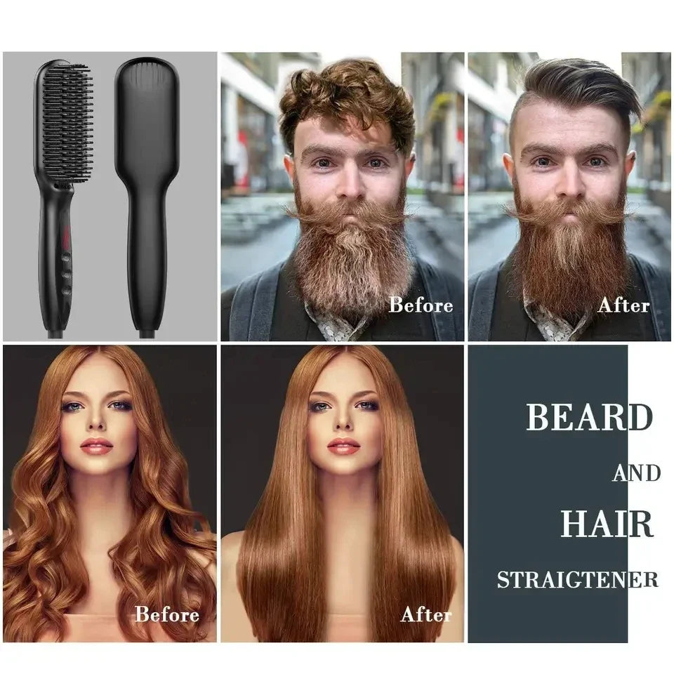 Hair Straightener Brush Comb Electric Hair Brushes Hot Comb Straightener For Hair Anti-scalding Ceramic Beard Straightener Brush