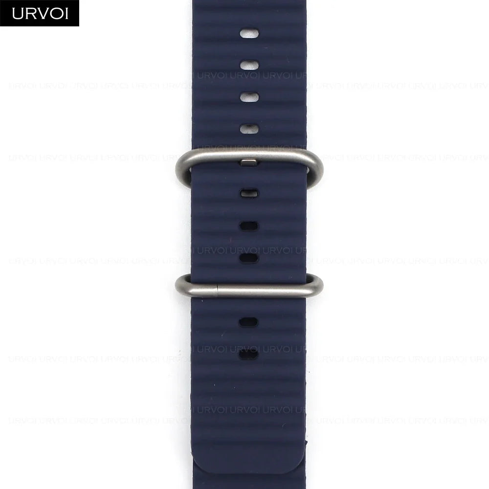 URVOI Ocean Band for Apple Watch Ultra 4 3 2 Strap Series 12 11 10 SE Sport Band for iWatch Silicone Wristband Black Buckle 49mm