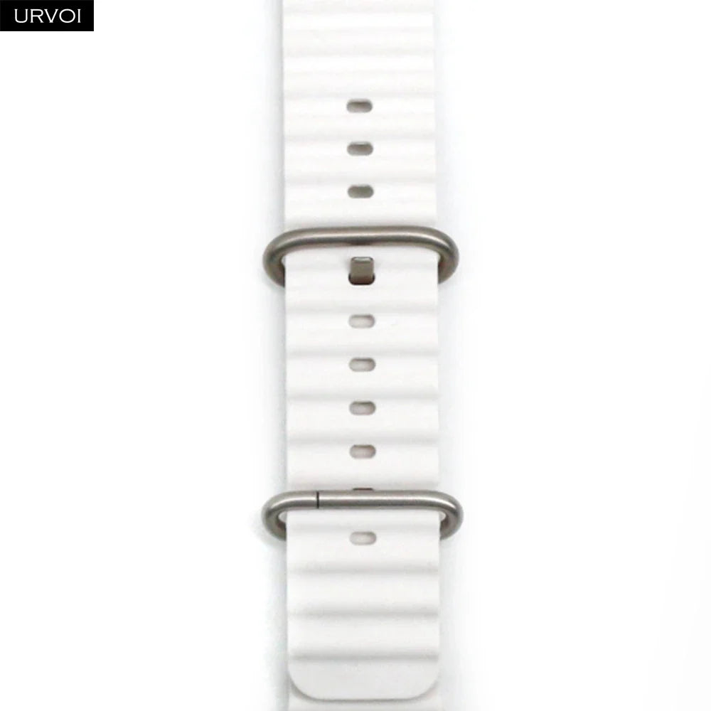 URVOI Ocean Band for Apple Watch Ultra 4 3 2 Strap Series 12 11 10 SE Sport Band for iWatch Silicone Wristband Black Buckle 49mm